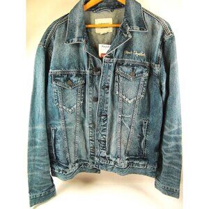 American Eagle Line Friends Size L Men's Denim Blue Trucker Jean Jacket